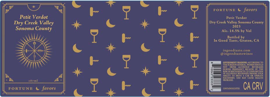 TABC label artwork for FORTUNE FAVORS PETIT VERDOT