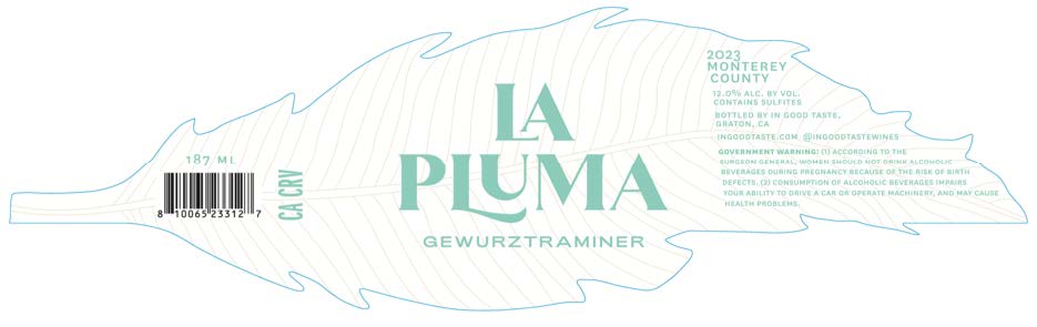 TABC label artwork for LA PLUMA GEWURZTRAMINER