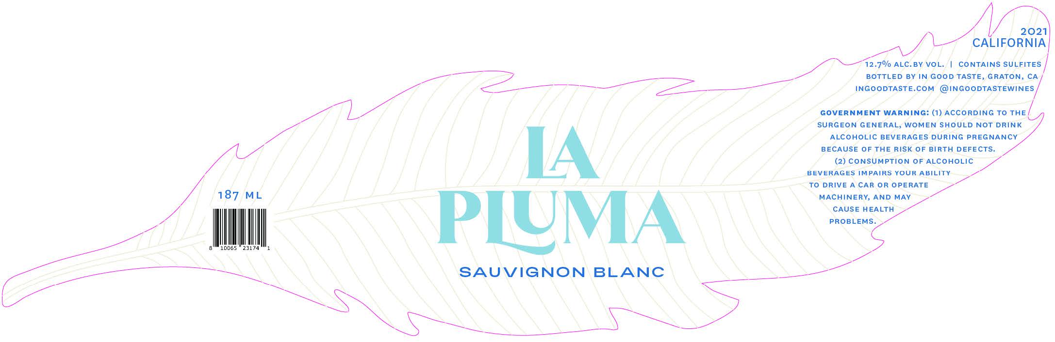 TABC label artwork for LA PLUMA SAUVIGNON BLANC