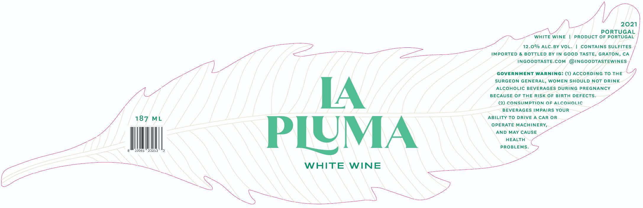 TABC label artwork for LA PLUMA WHITE WINE