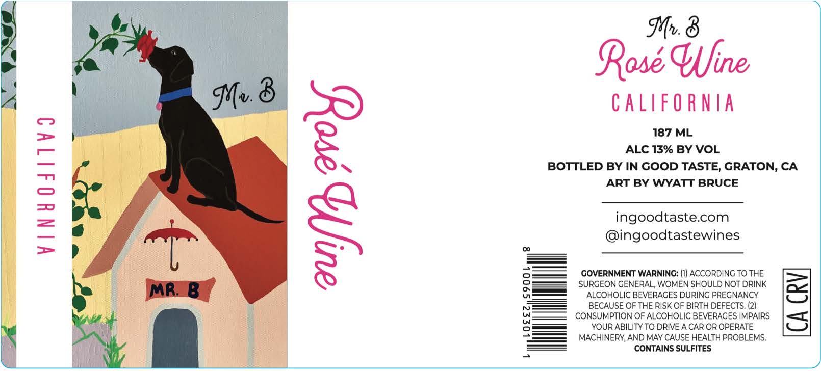 TABC label artwork for MR. B ROSE WINE CALIFORNIA