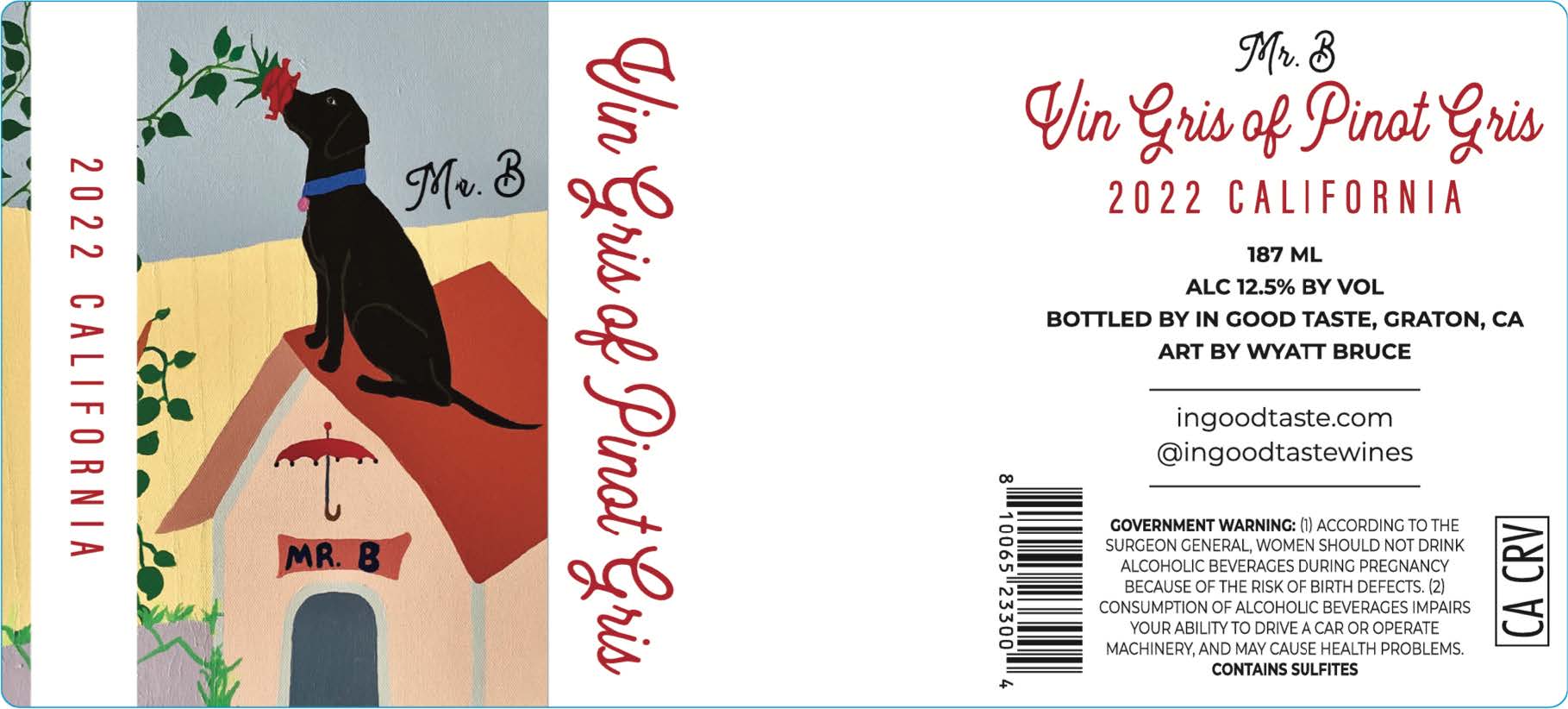 TABC label artwork for MR. B VIN GRIS OF PINOT GRIS