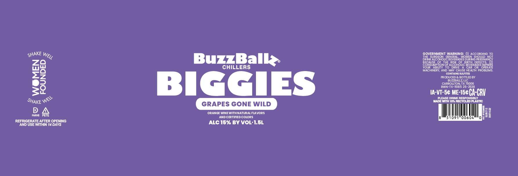 TABC label artwork for BuzzBallz Chillers Biggies Grapes Gone Wild 1.5L