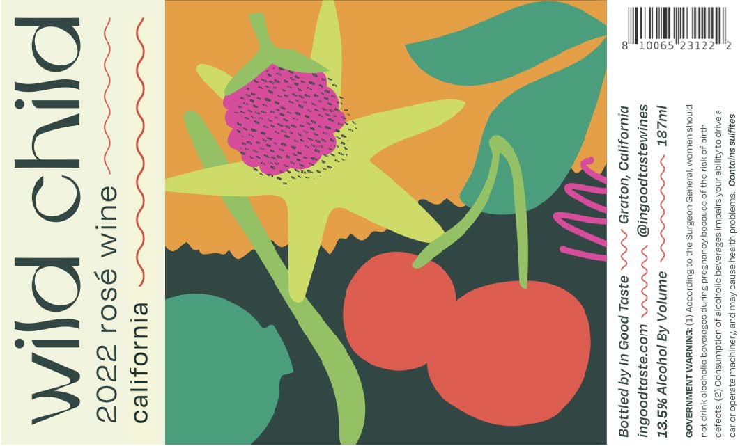 TABC label artwork for WILD CHILD ROSE