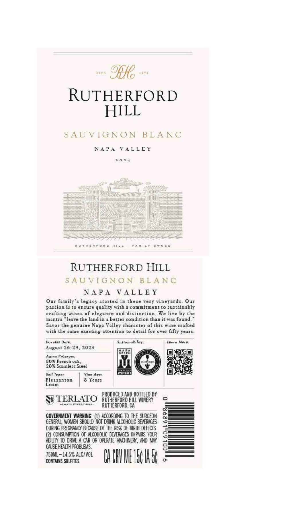 TABC label artwork for Rutherford Hill Sauvignon Blanc Napa Valley