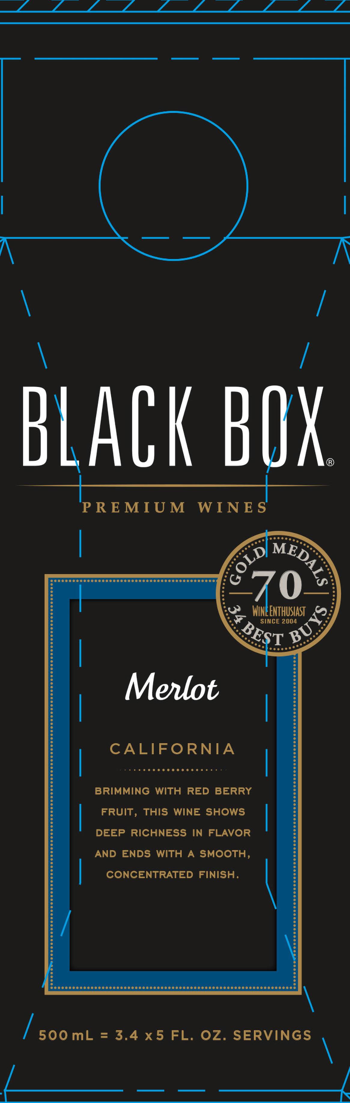 TABC label artwork for Black Box Merlot California