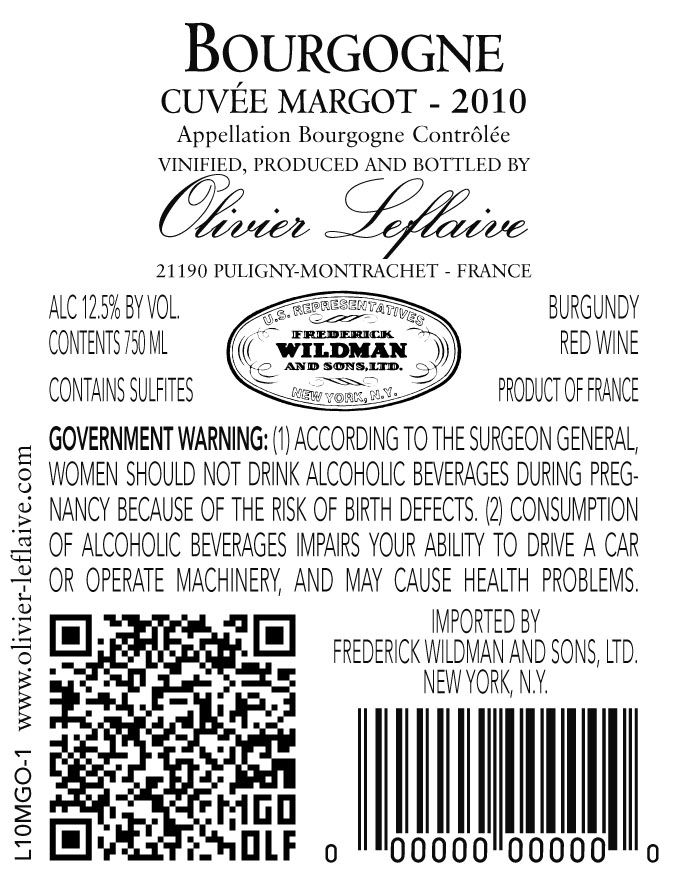 TABC label artwork for Olivier Leflaive Bourgogne Cuvee Margot