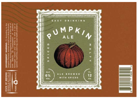 TABC label artwork for Pumpkin Ale