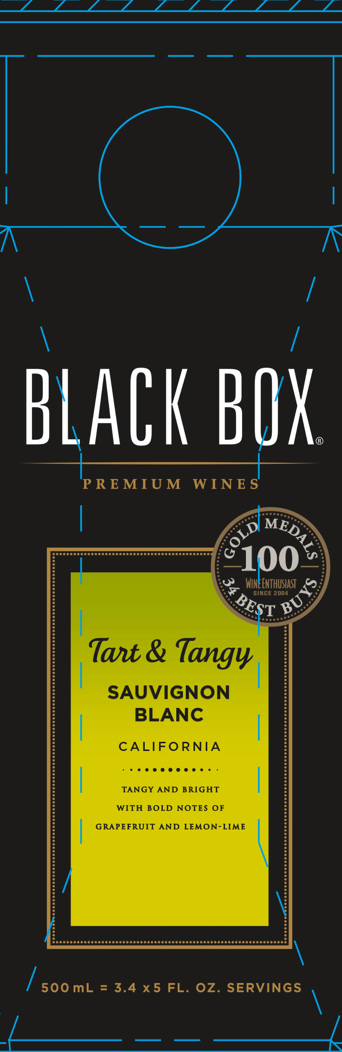 TABC label artwork for Black Box Sauvignon Blanc Tart & Tangy California