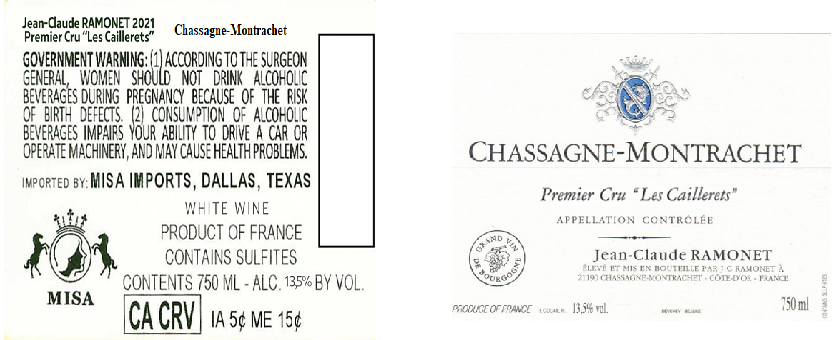 TABC label artwork for JEAN-CLAUDE RAMONET LES CAILLERETS