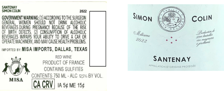 TABC label artwork for SIMON COLIN SANTENAY