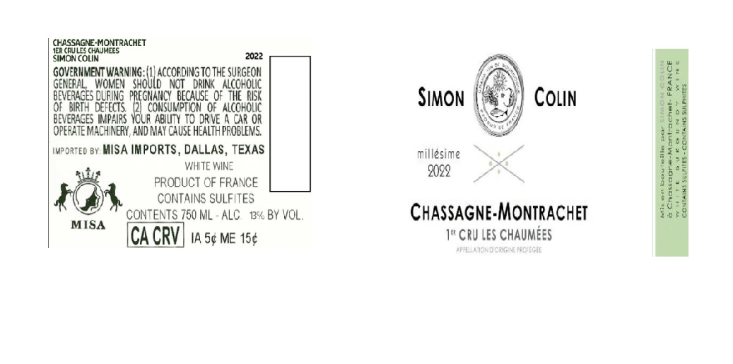 TABC label artwork for SIMON COLIN LES CHAUMEES