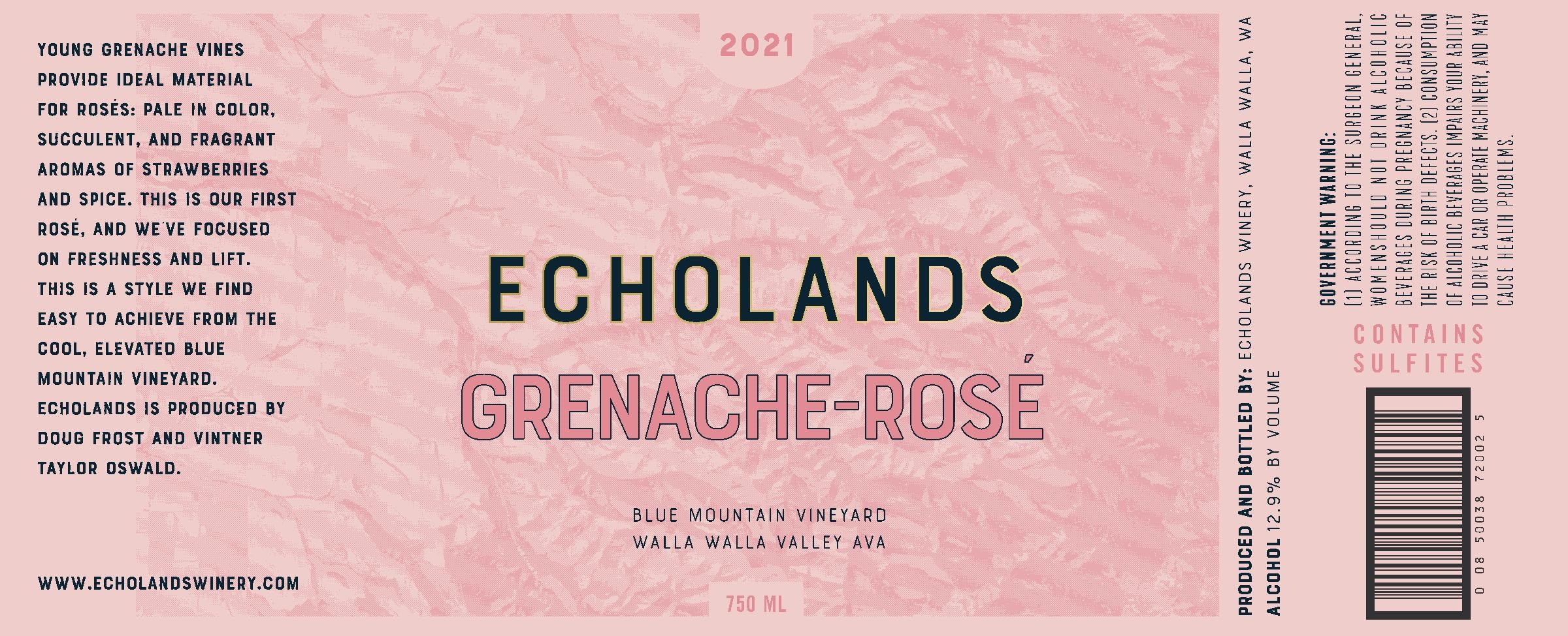 TABC label artwork for Echolands Grenache Rose