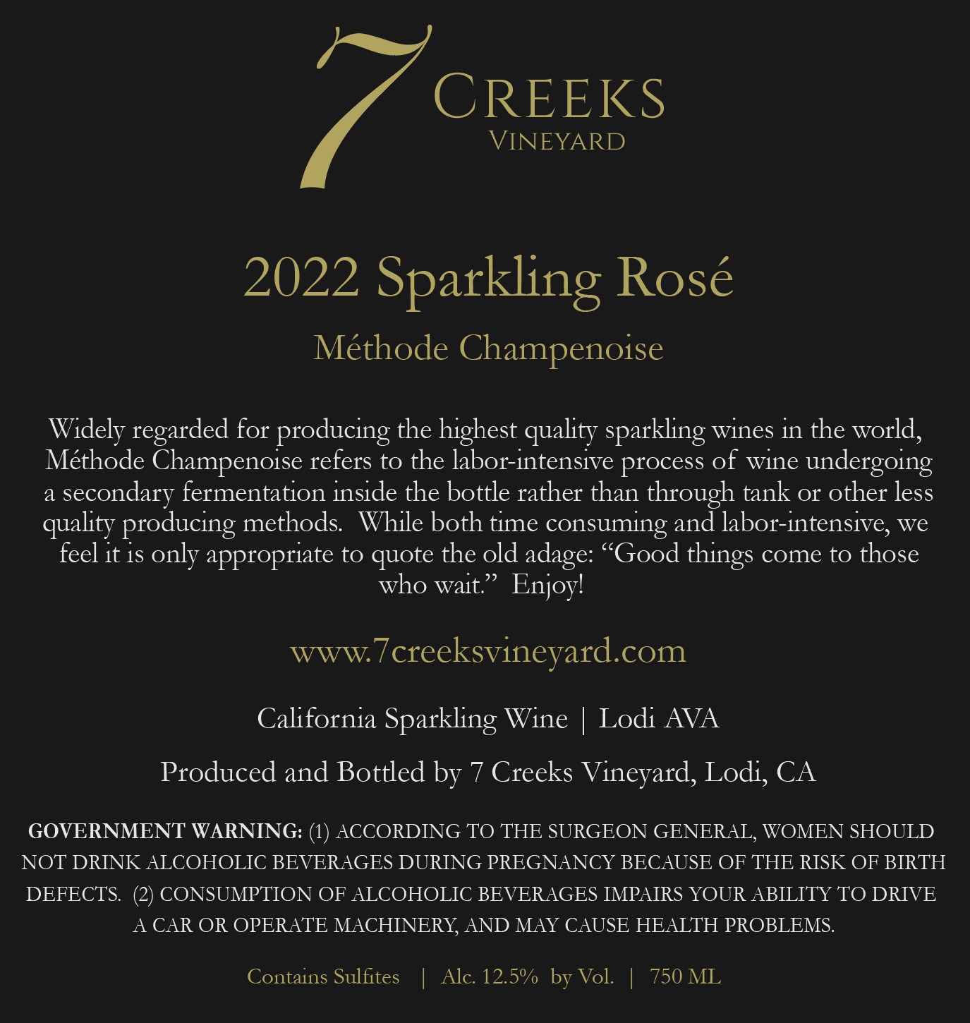 TABC label artwork for 7 Creeks Sparkling Rosé