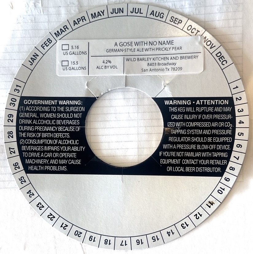 TABC label artwork for A Gose with No Name