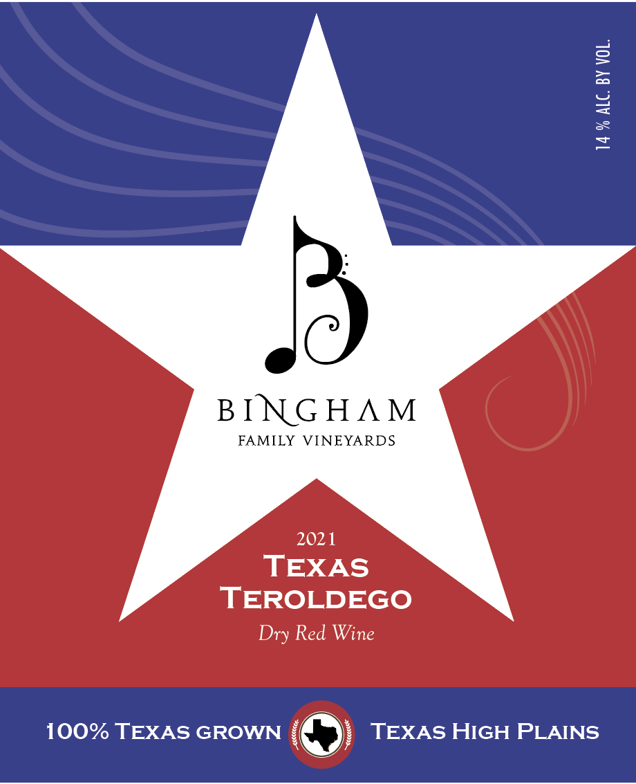 TABC label artwork for Bingham Family Vineyards Texas Teroldego