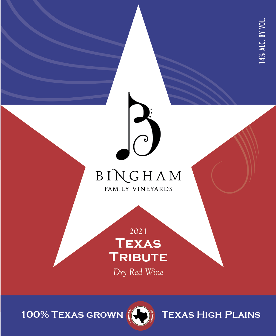 TABC label artwork for Bingham Family Vineyards Texas Tribute
