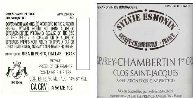 TABC label artwork for SYLVIE ESMONIN CLOS SAINT-JACQUES