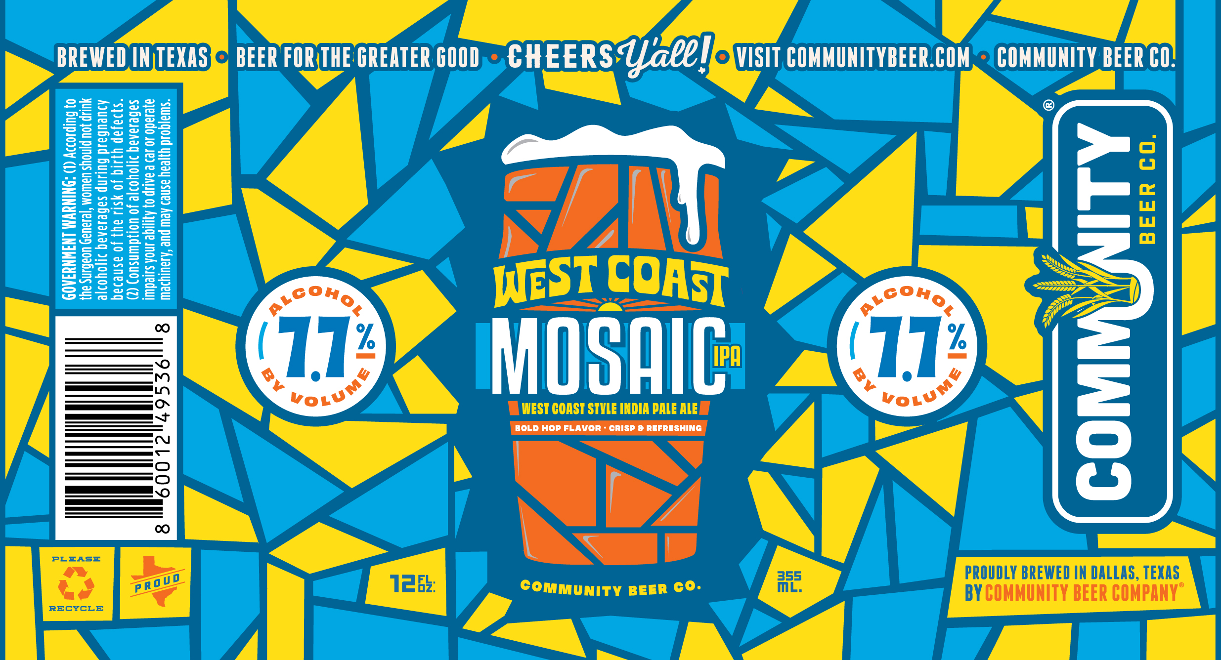 TABC label artwork for Mosaic West Coast IPA