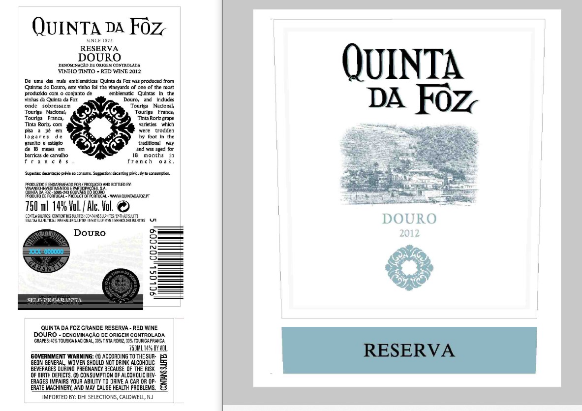 TABC label artwork for Quinta Da Foz Reserva Douro Red