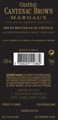 TABC label artwork for CHATEAU CANTENAC BROWN MARGAUX