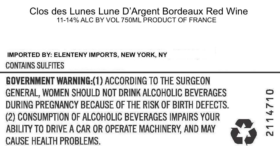 TABC label artwork for CLOS DES LUNES LUNE D'ARGENT