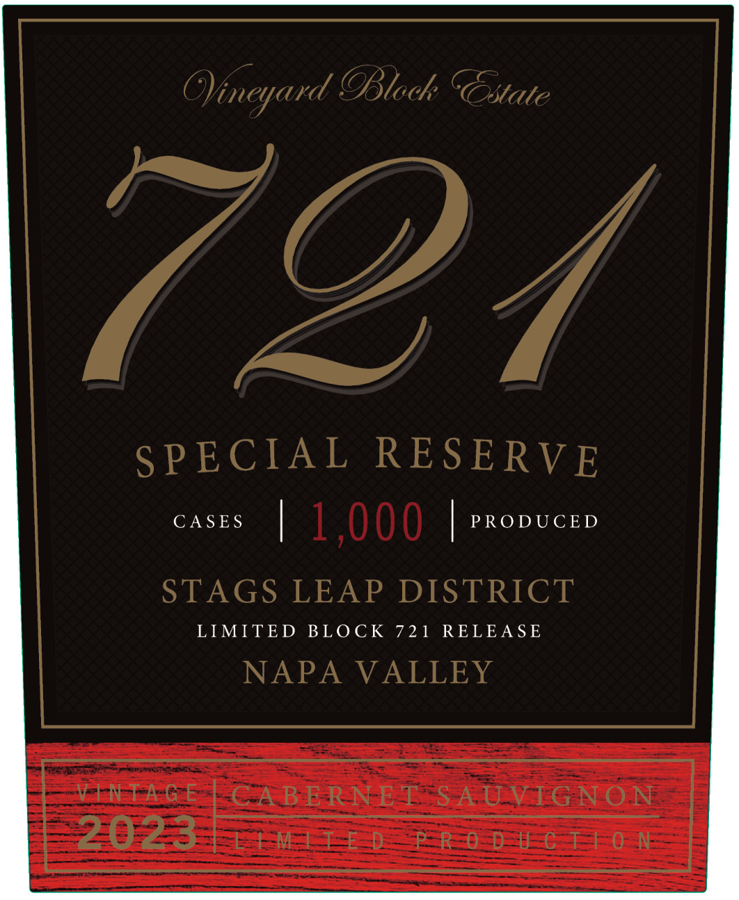 TABC label artwork for Vineyard Block Estate 721 Cabernet Sauvignon Stags Leap District