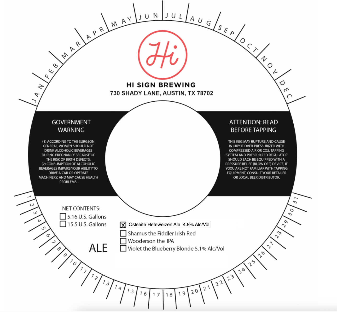 TABC label artwork for HI SIGN BREWING OSTSEITE HEFEWEIZEN ALE