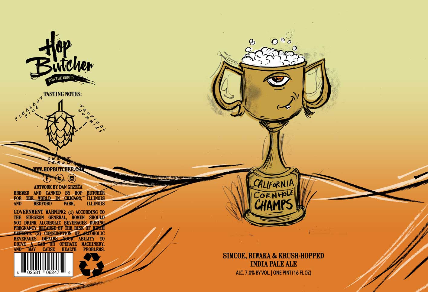 TABC label artwork for California Cornhole Champions