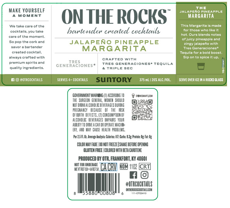 TABC label artwork for On The Rocks Jalapeno Pineapple Margarita