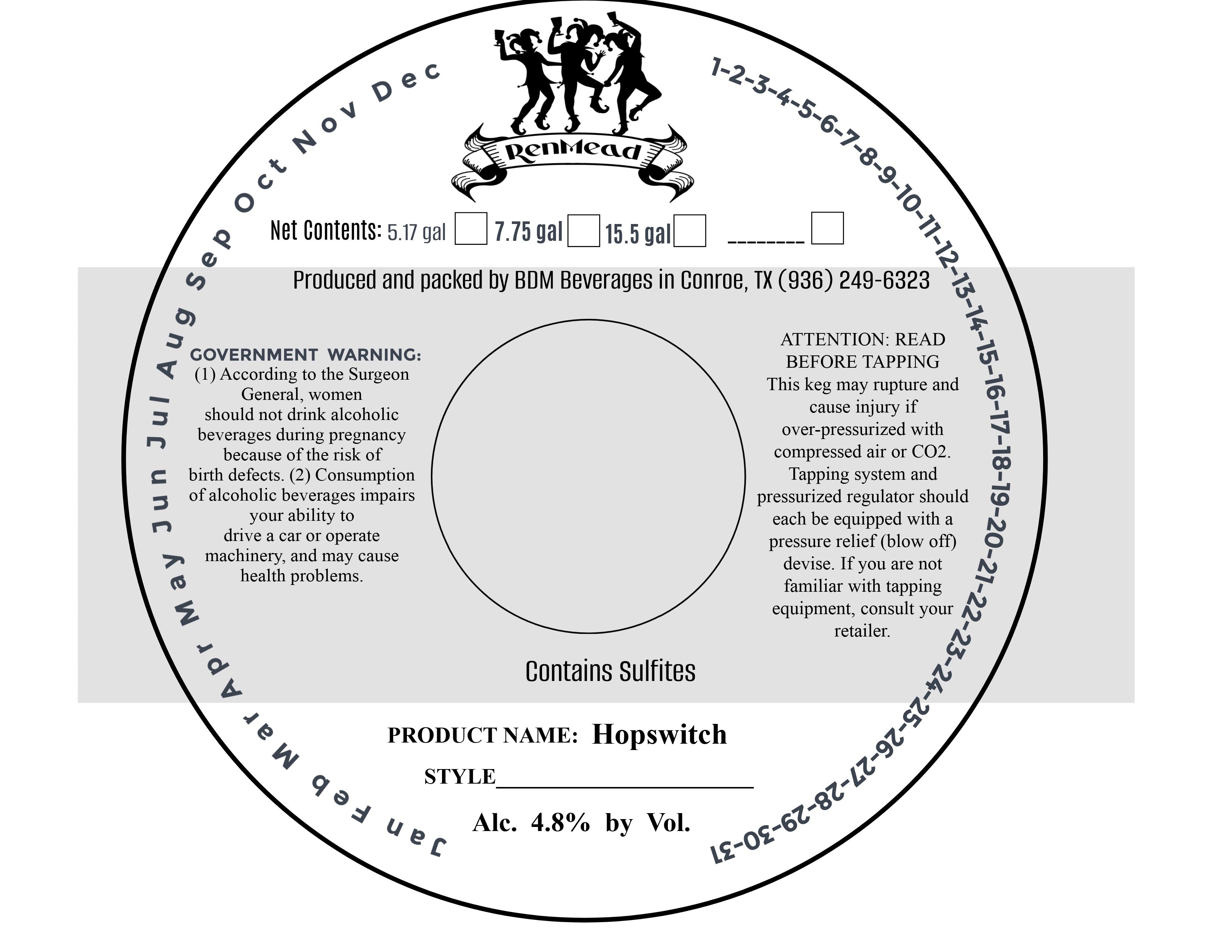 TABC label artwork for RenMead Hopswitch