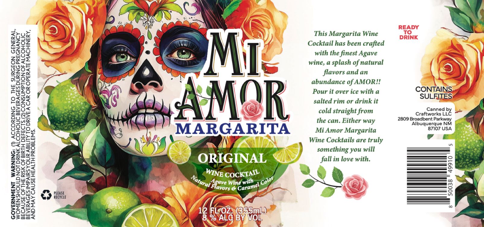 TABC label artwork for Mi Amor Margarita Original Wine Cocktail