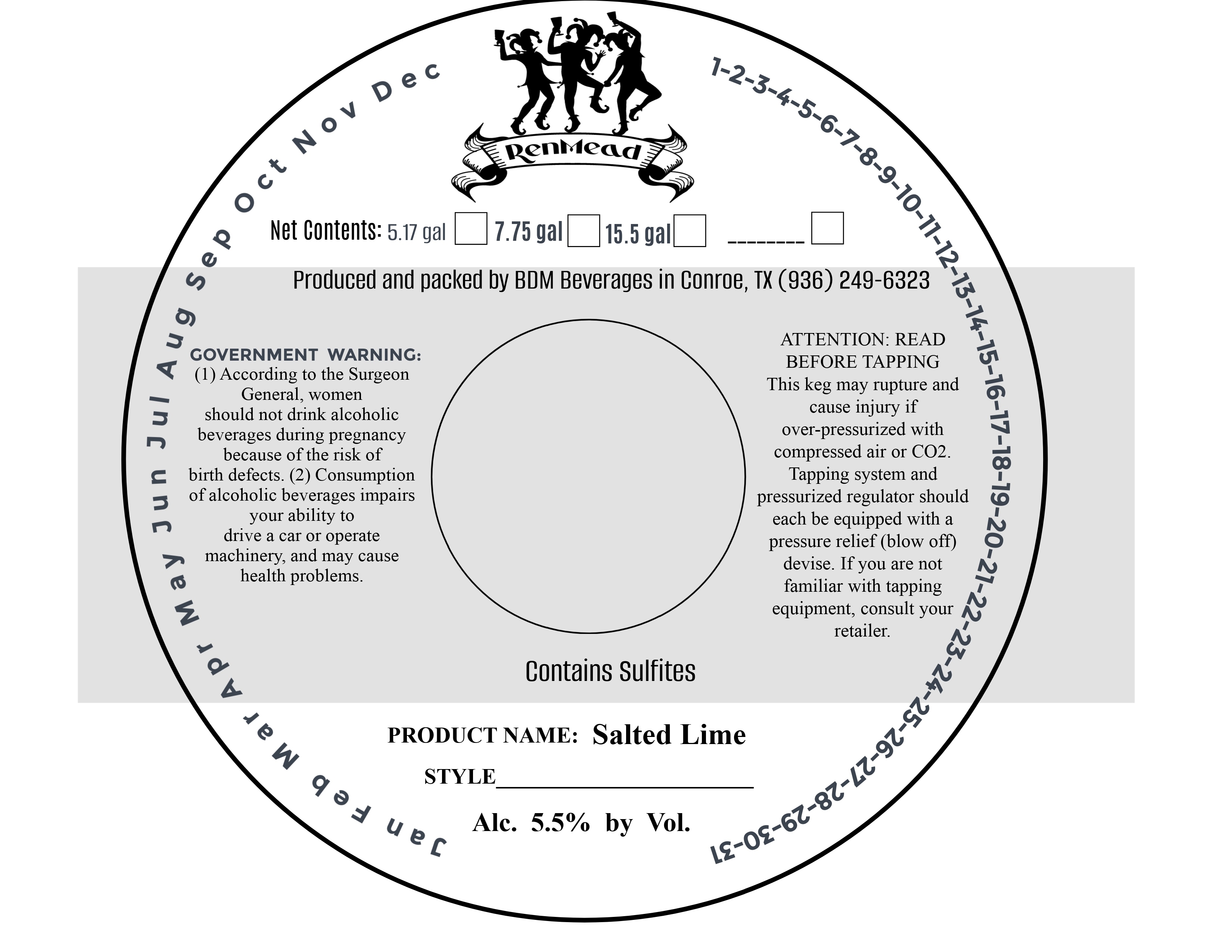 TABC label artwork for RenMead Salted Lime
