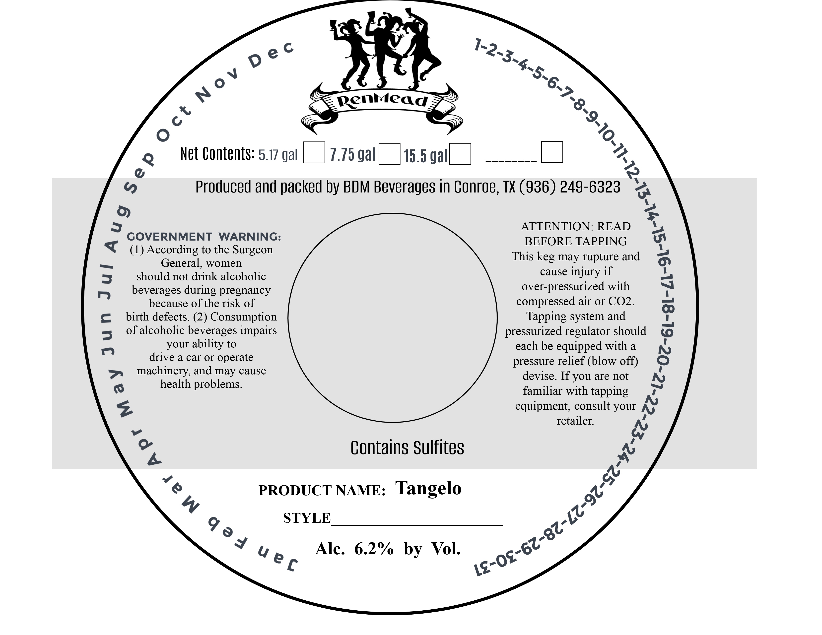 TABC label artwork for RenMead Tangelo