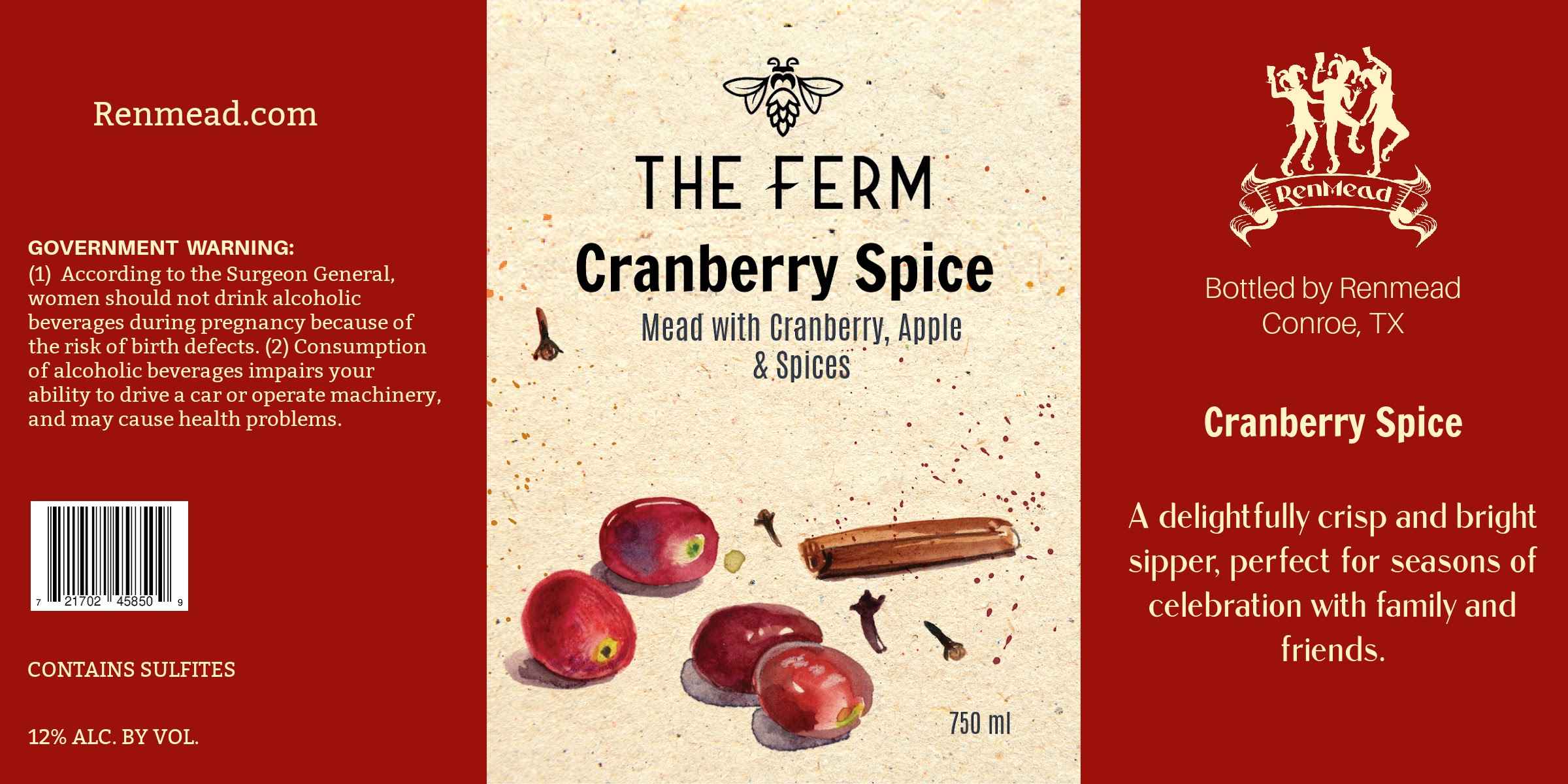 TABC label artwork for The Ferm Cranberry Spice