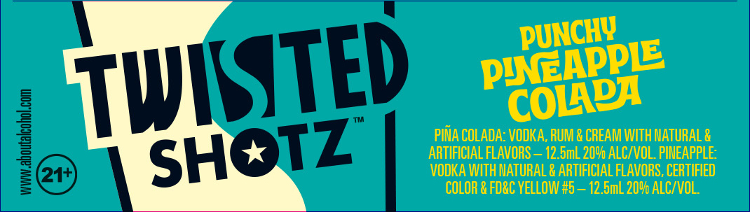 TABC label artwork for Twisted Shotz Punchy Pineapple Colada