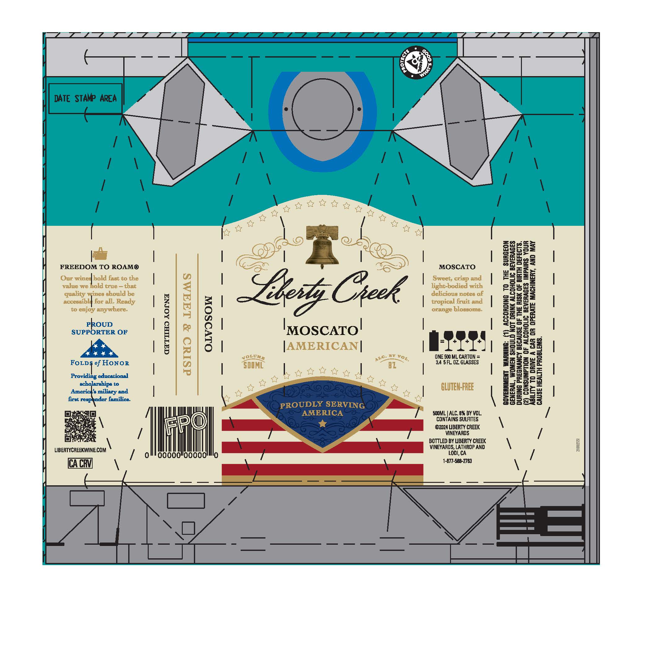 TABC label artwork for Liberty Creek Moscato American
