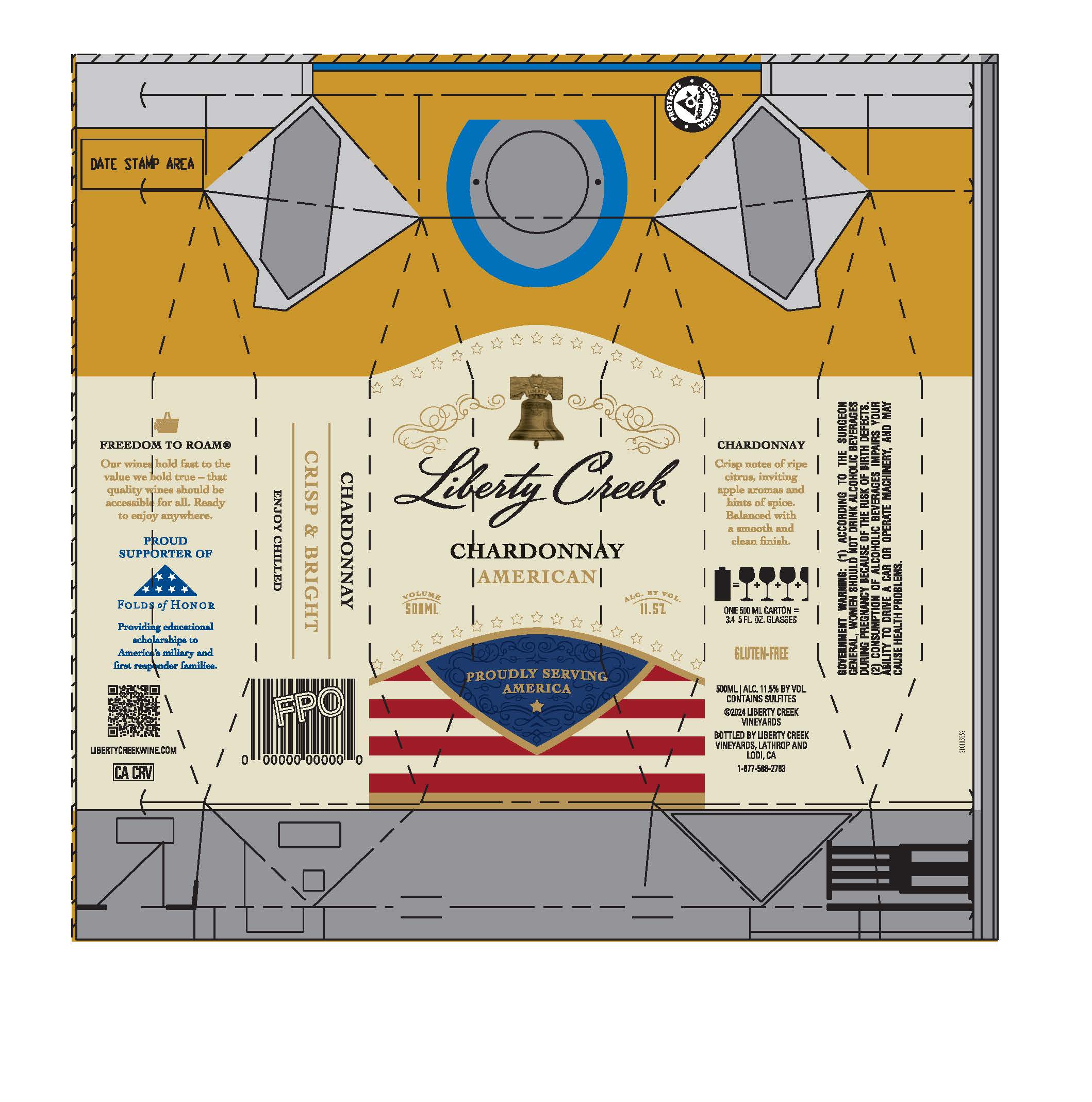 TABC label artwork for Liberty Creek Chardonnay American