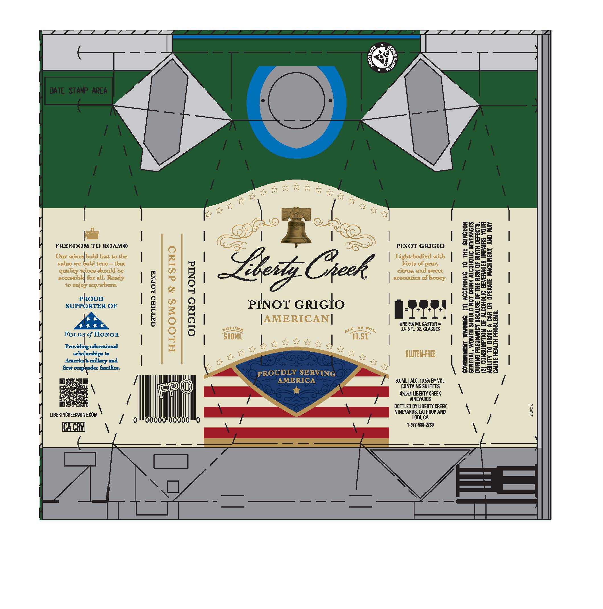 TABC label artwork for Liberty Creek Pinot Grigio American