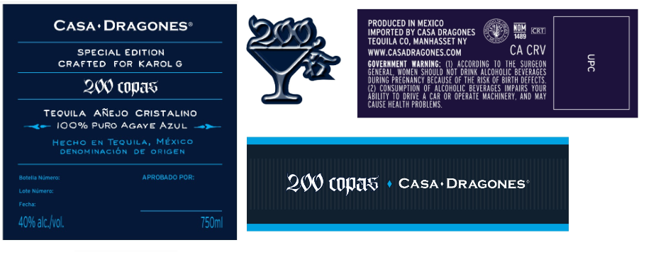 TABC label artwork for Casa Dragones Special Edition Crafted for Karol G - Tequila Cristalino 80