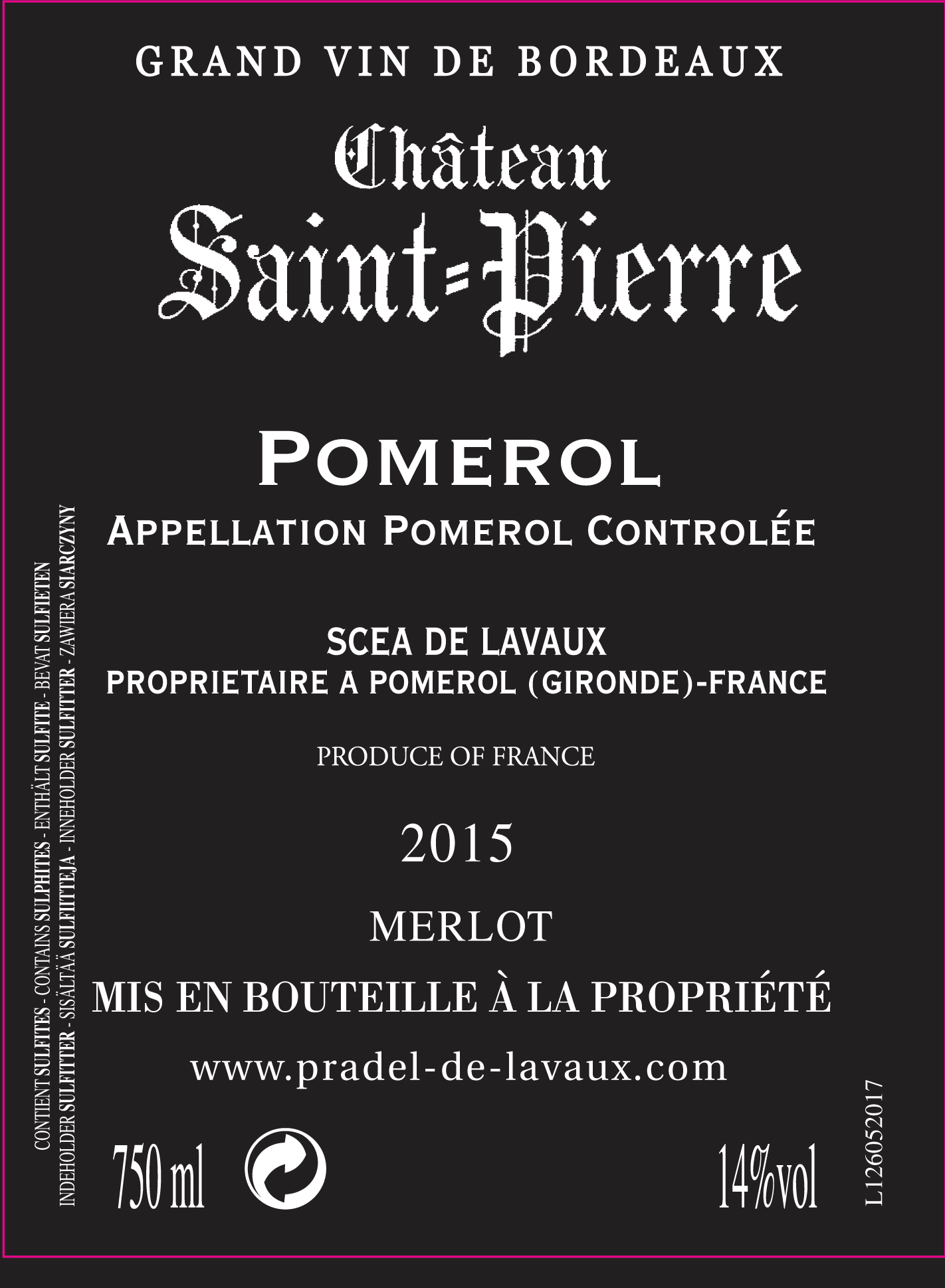 TABC label artwork for CHATEAU SAINT PIERRE POMEROL
