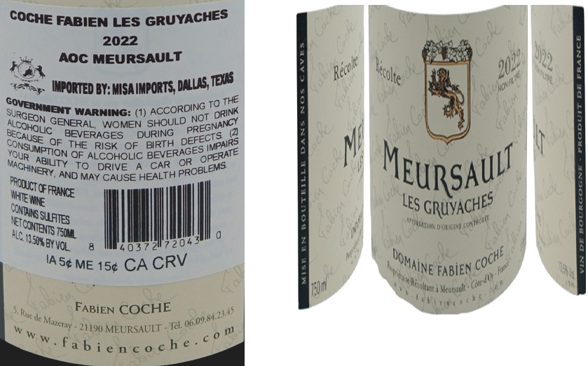 TABC label artwork for FABIEN COCHE LES GRUYACHES