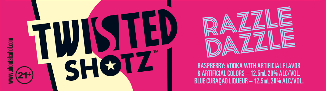TABC label artwork for Twisted Shotz Razzle Dazzle
