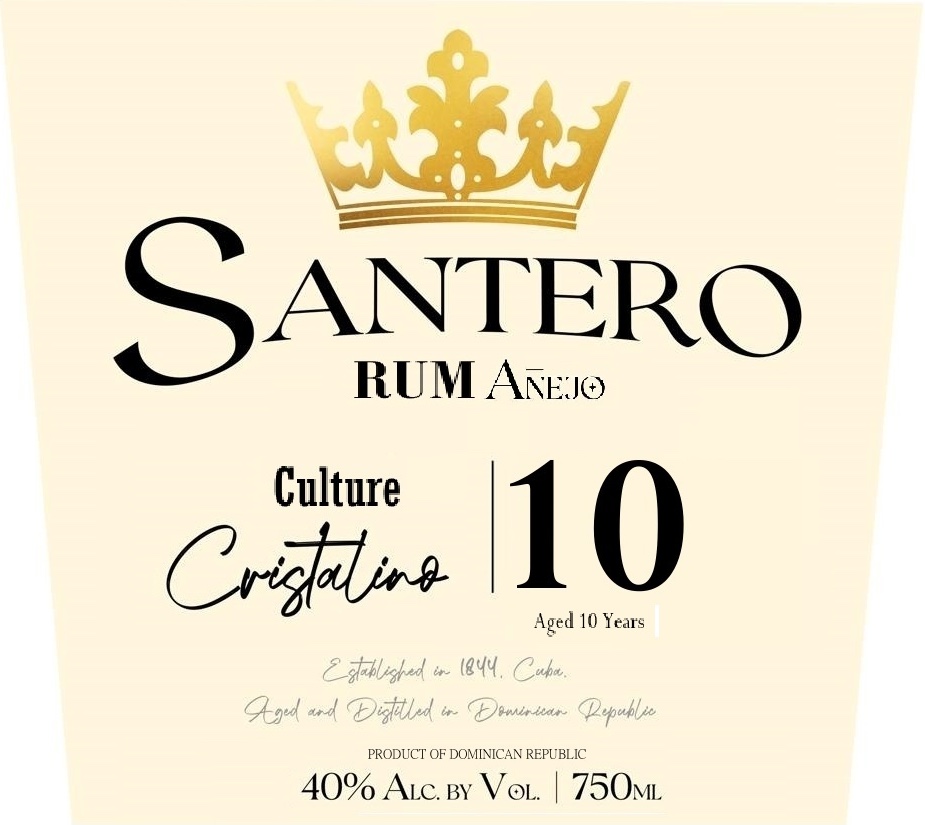 TABC label artwork for Ron Santero 10Yr Cristalino Rum