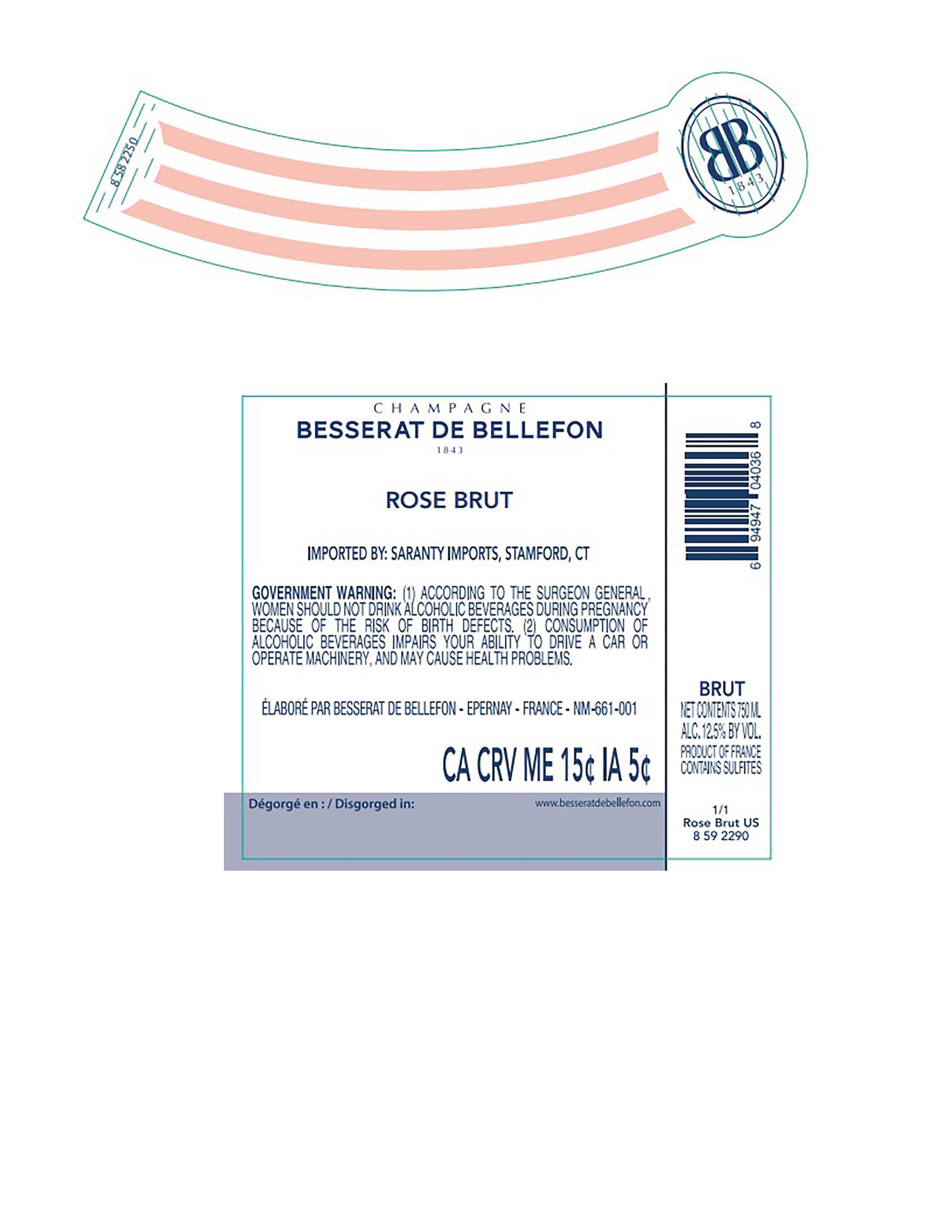 TABC label artwork for Besserat de Bellefon Brut Rose