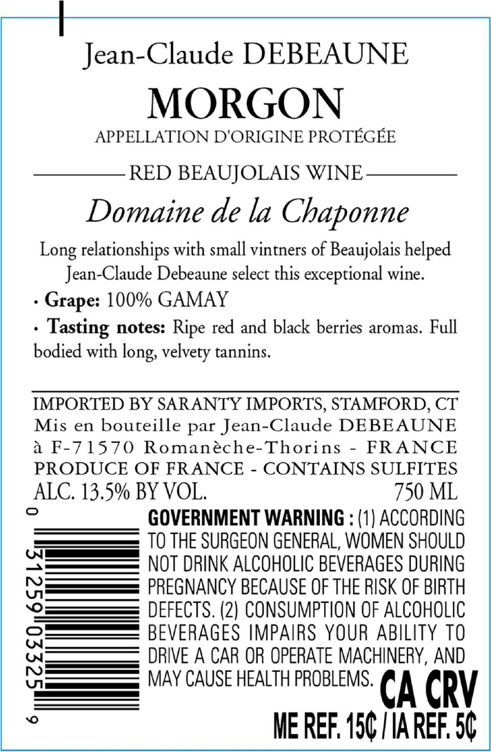 TABC label artwork for JEAN CLAUDE DEBEAUNE GAMAY