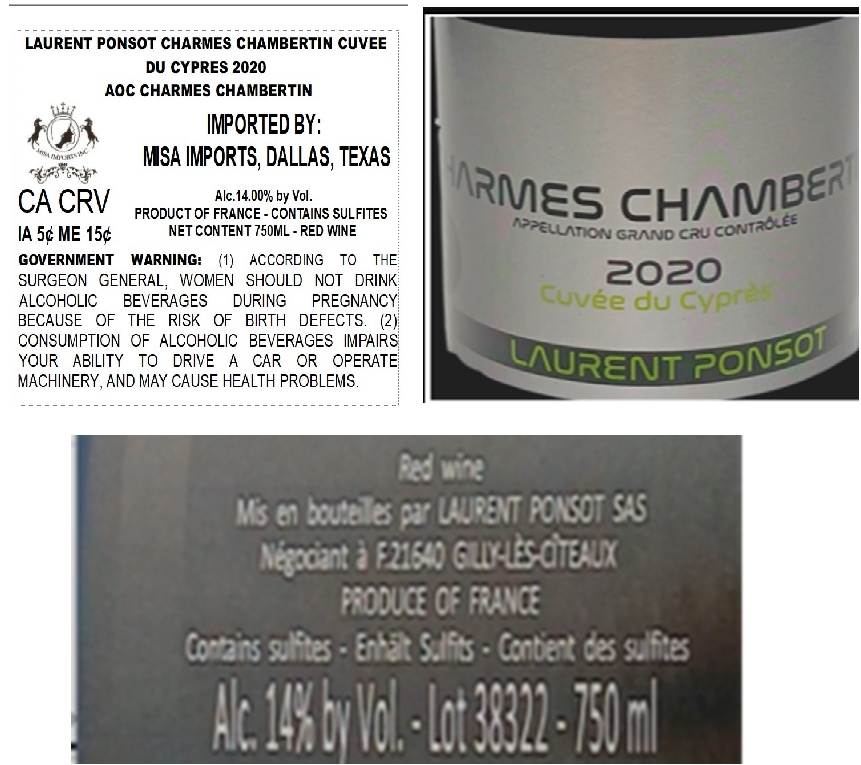 TABC label artwork for LAURENT PONSOT CUVEE DU CYPRES