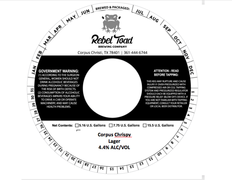 TABC label artwork for Corpus Chrispy Lager