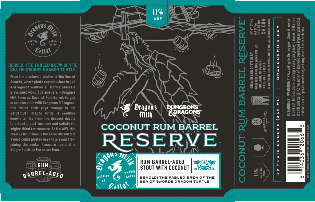 TABC label artwork for Dungeons and Dragons Reserve Coconut Rum Barrel