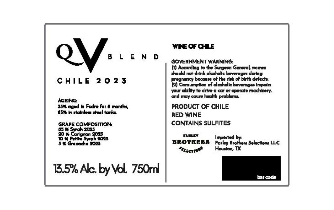TABC label artwork for QV Blend Chile